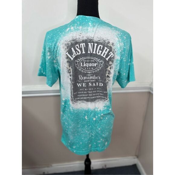 Morgan Wallen Teal Acid Wash Graphic Tee Size Medium - Picture 3 of 7